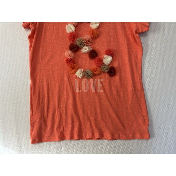 Old Navy Orange Peace Love Floral Lightweight Casual Short Sleeve Tee Large NWT - Picture 4 of 12